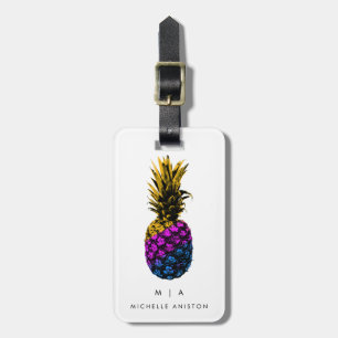 Farbenfrohe Ananas Monogramm Custom Gepäckanhänger
