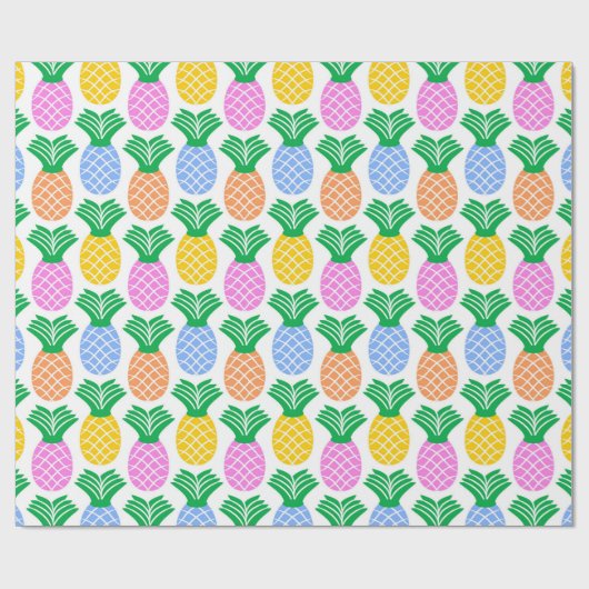Farbenfrohe Ananas-Muster Geschenkpapier (Flach)