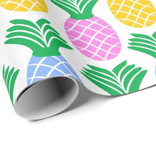 Farbenfrohe Ananas-Muster Geschenkpapier (Rolleneckpunkt)