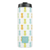 Farbenfrohe Ananas Muster Mit Monogramm Thermosbecher (Vorderseite)