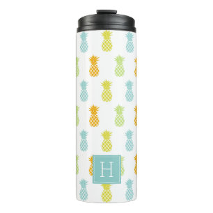 Farbenfrohe Ananas Muster Mit Monogramm Thermosbecher