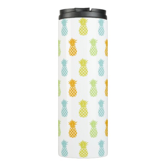 Farbenfrohe Ananas Muster Mit Monogramm Thermosbecher (Rückseite)