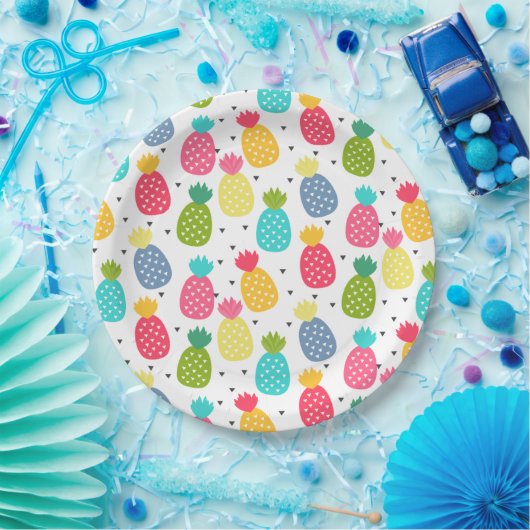 Farbenfrohe Ananas-Muster Pappteller (Party)