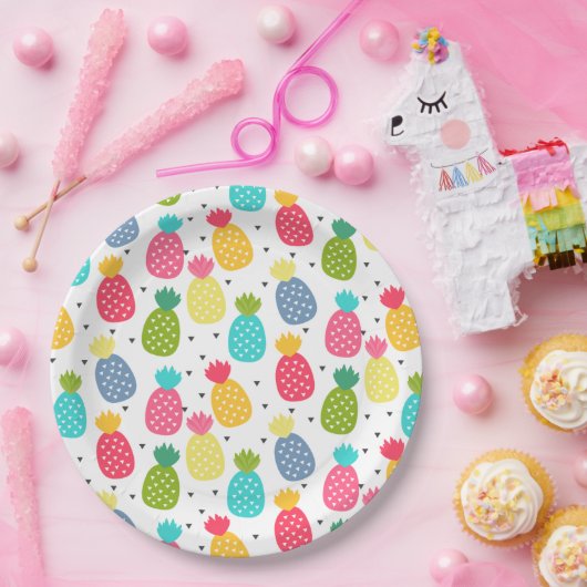 Farbenfrohe Ananas-Muster Pappteller (Party)