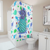 Farbenfrohe Ananas Paint Spritzer Illustration Duschvorhang (Beispiel)