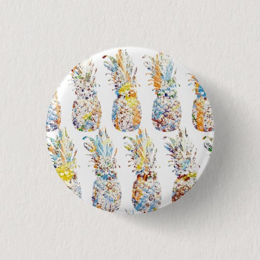 Farbenfrohe Ananas Print Button (Vorderseite)