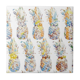 Farbenfrohe Ananas Print Fliese
