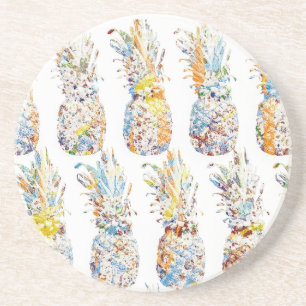 Farbenfrohe Ananas Print Getränkeuntersetzer