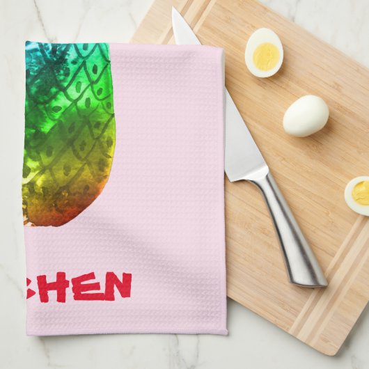 Farbenfrohe Ananas Rainbow CUSTOMIZE Ki Geschirrtuch (Viertel Falte)