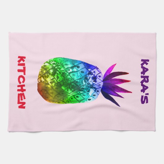Farbenfrohe Ananas Rainbow CUSTOMIZE Ki Geschirrtuch (Horizontal)