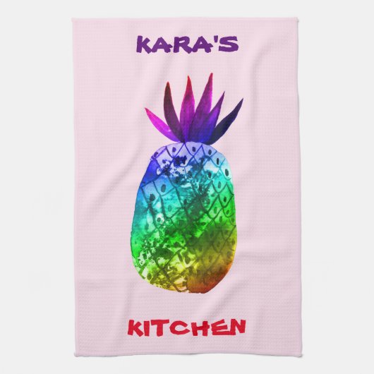 Farbenfrohe Ananas Rainbow CUSTOMIZE Ki Geschirrtuch (Vertikal)