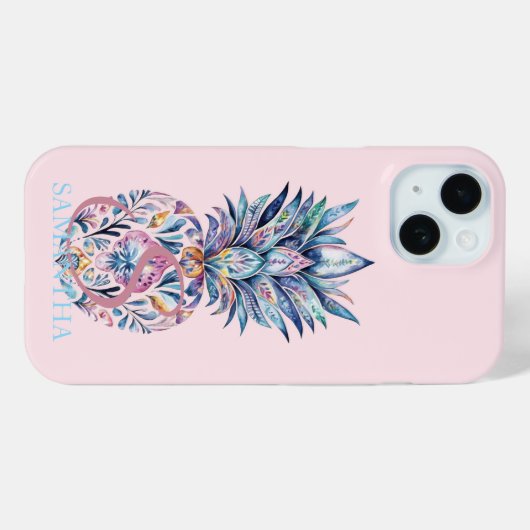 Farbenfrohe Ananas Rosa Case-Mate iPhone Hülle (Rückseite (Horizontal))