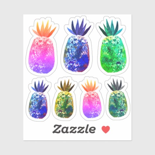 Farbenfrohe Ananas Wasserfarbe Art Set Aufkleber (Blatt)