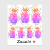 Farbenfrohe Ananas Wasserfarben Kunst, Lila Rosa S Aufkleber (Blatt)