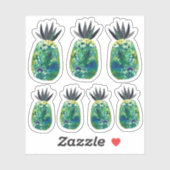 Farbenfrohe Ananas Wasserfarben Set Aufkleber (Blatt)