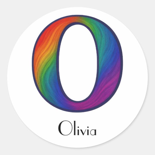 Farbenfrohe Anfangsbuchstabe O Aufkleber (Vorderseite)