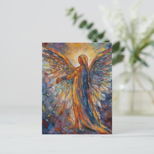 Farbenfrohe Angel-Malerei Postkarte (Stehend Vorderseite)