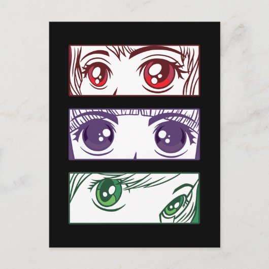 Farbenfrohe Anime Girl Eyes Niedlich Otaku Girls Postkarte (Vorderseite)