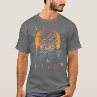 Farbenfrohe Anime-Girl mit Gasmaske und Schmetterl T-Shirt