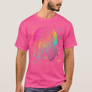 Farbenfrohe Anime-Girl mit Gasmaske und Schmetterl T-Shirt