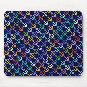 farbenfrohe Ankermuster Marine Design Mousepad