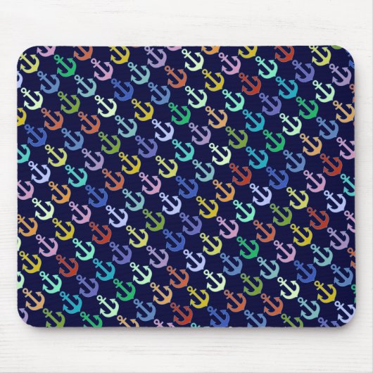 farbenfrohe Ankermuster Marine Design Mousepad (Vorne)