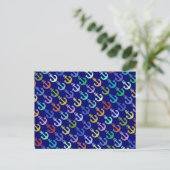 farbenfrohe Ankermuster Marine Design Postkarte (Stehend Vorderseite)