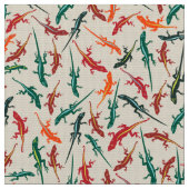 Farbenfrohe Anole Lizards Ditsy Pattern Stoff (Nahaufnahme)