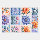 Farbenfrohe antike Briefmarke Art Wrapping Paper S Geschenkpapier Set (Vorderseite)