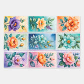 Farbenfrohe antike Briefmarke Art Wrapping Paper S Geschenkpapier Set (Vorderseite 2)