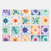 Farbenfrohe antike Briefmarke Art Wrapping Paper S Geschenkpapier Set (Vorderseite)