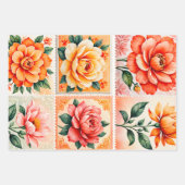 Farbenfrohe antike Briefmarke Art Wrapping Paper S Geschenkpapier Set (Vorderseite 3)