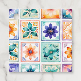 Farbenfrohe antike Briefmarke Geschenke Tags Geschenkanhänger