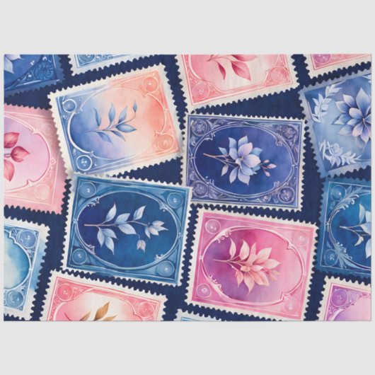 Farbenfrohe antike Briefmarke Kunstteppich Seidenpapier (Vorderseite)