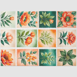 Farbenfrohe antike Briefmarke Kunstteppich Seidenpapier