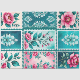 Farbenfrohe antike Briefmarke Kunstteppich Seidenpapier