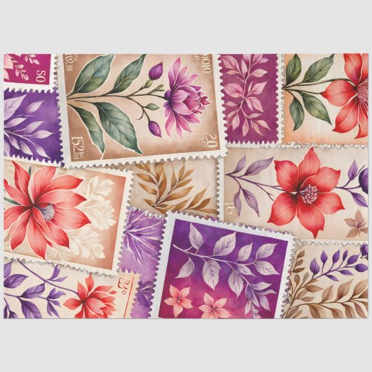 Farbenfrohe antike Briefmarke Kunstteppich Seidenpapier (Vorderseite)