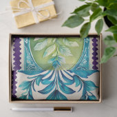 Farbenfrohe antike Briefmarke Kunstteppich Seidenpapier (Geschenk)