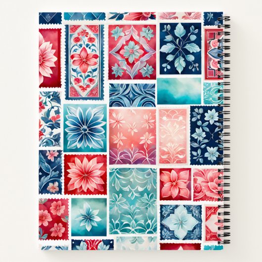 Farbenfrohe antike Briefmarke Notizblock (Rückseite)