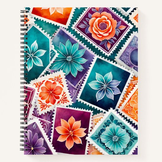 Farbenfrohe antike Briefmarke Notizblock (Vorderseite)