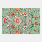 Farbenfrohe Antike Flora Botanische Chinoiserie Geschenkpapier Set (Vorderseite)