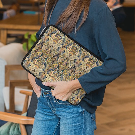 Farbenfrohe antike Imitate Tapisserie Blumenmuster Laptopschutzhülle