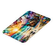 Farbenfrohe antike Shipwreck Beach Blume und Sky Magnet (Linke Seite)