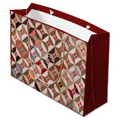 Farbenfrohe antike Spool-Muster-Schnittfläche Große Geschenktüte (Rückseite Schrägansicht)