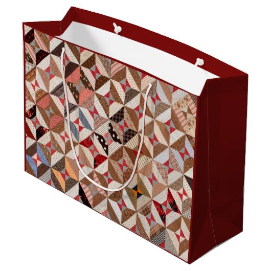 Farbenfrohe antike Spool-Muster-Schnittfläche Große Geschenktüte (Rückseite Schrägansicht)