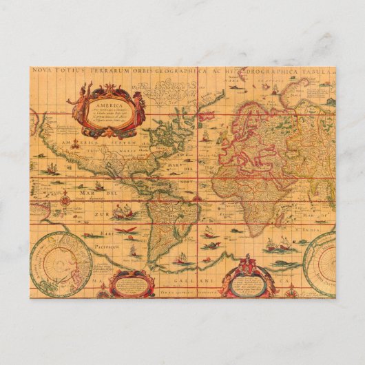 Farbenfrohe antike Vintage Karte der Welt (Vorderseite)
