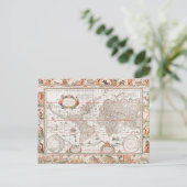 Farbenfrohe antike Weltkarte Postkarte (Stehend Vorderseite)