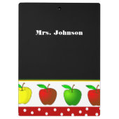 Farbenfrohe Äpfel Lehrerin Klappe Klemmbrett (Rückseite)