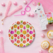 Farbenfrohe Äpfel und Erdbeeren mit Retro-Sternen Pappteller (Party)