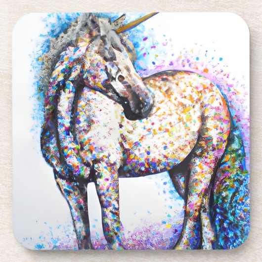 Farbenfrohe Appaloosa Unicorn Getränkeuntersetzer (Vorderseite)